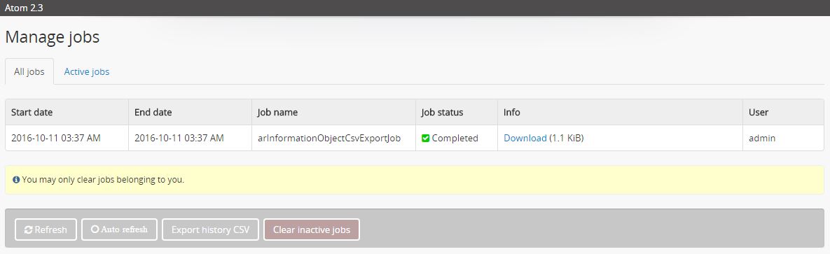 Job export to .csv